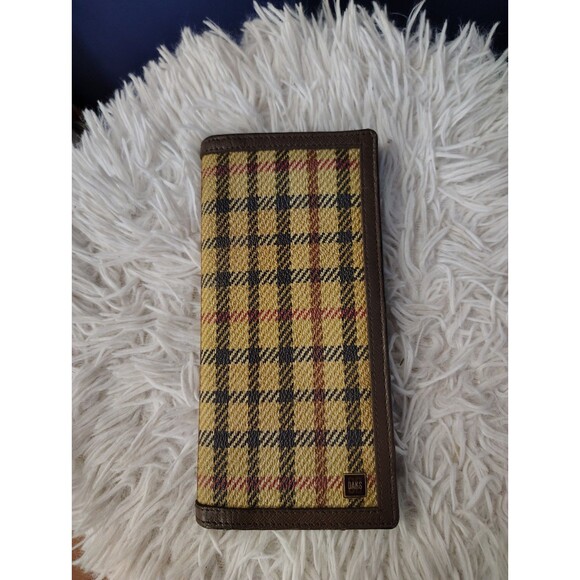 DAKS LONDON large Wallet Bifold Plaid Leather Logo - Picture 1 of 12